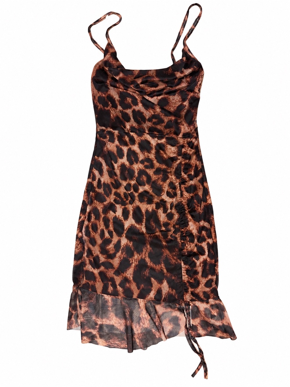 PrettyLittleThing Leopard Print Slip Dress - Brown & Black